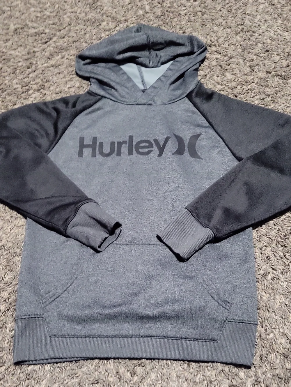 Hurley Two-Tone Gray/Charcoal Logo Pullover Hoodie
